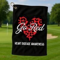 Go Red For Womens Heart Disease Awareness Month Leopard Golf Towel thumb 1