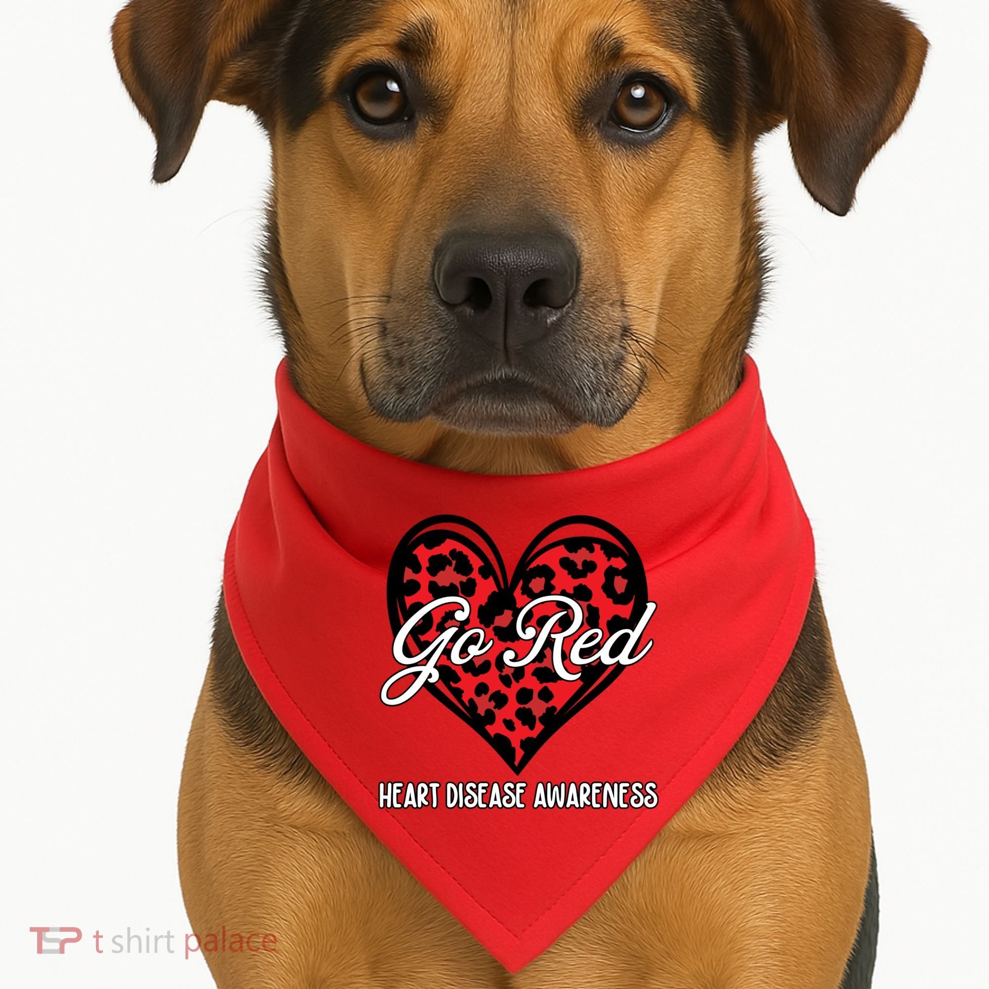 Go Red For Womens Heart Disease Awareness Month Leopard USA-Made Doggie Bandana