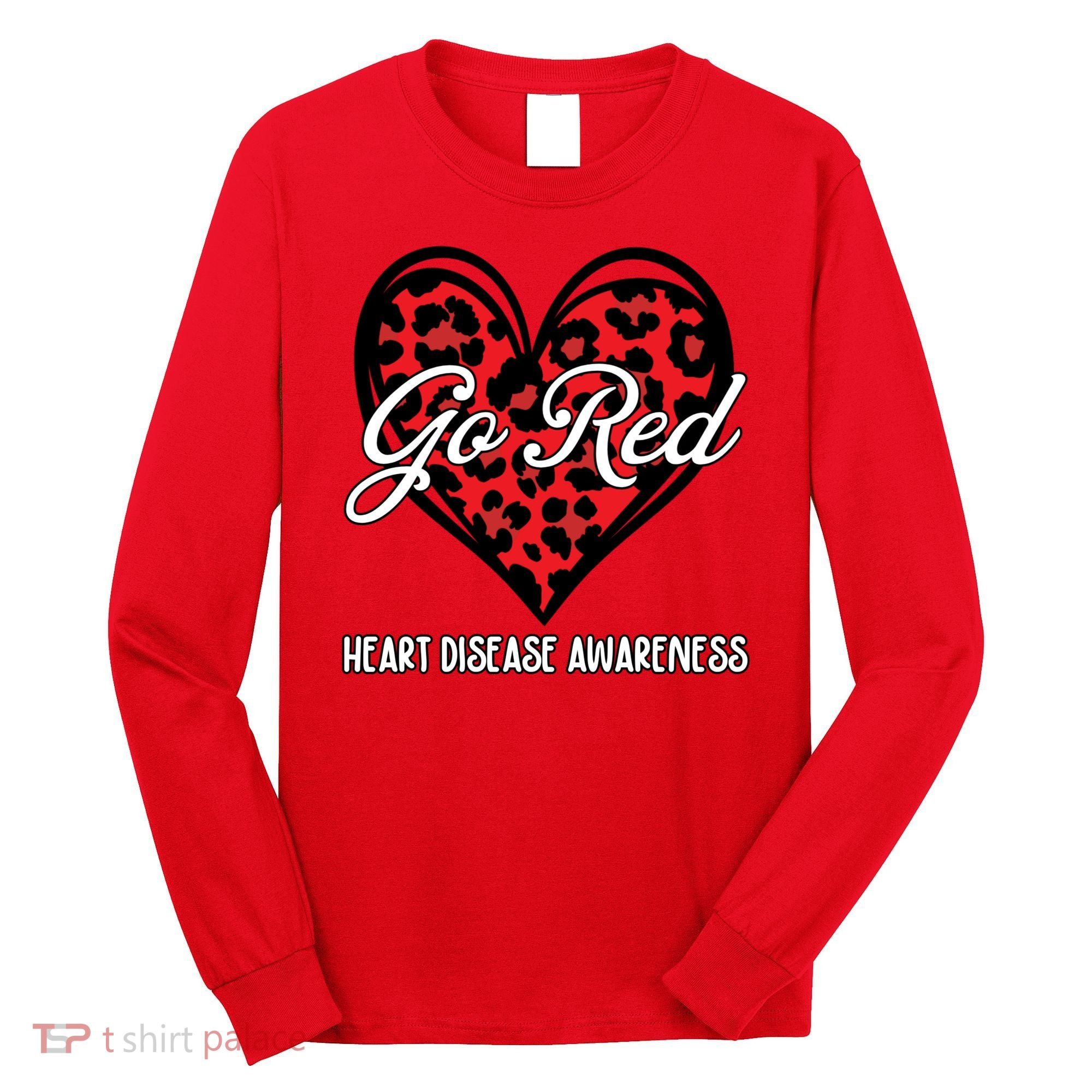 Go Red For Womens Heart Disease Awareness Month Leopard Long Sleeve Shirt