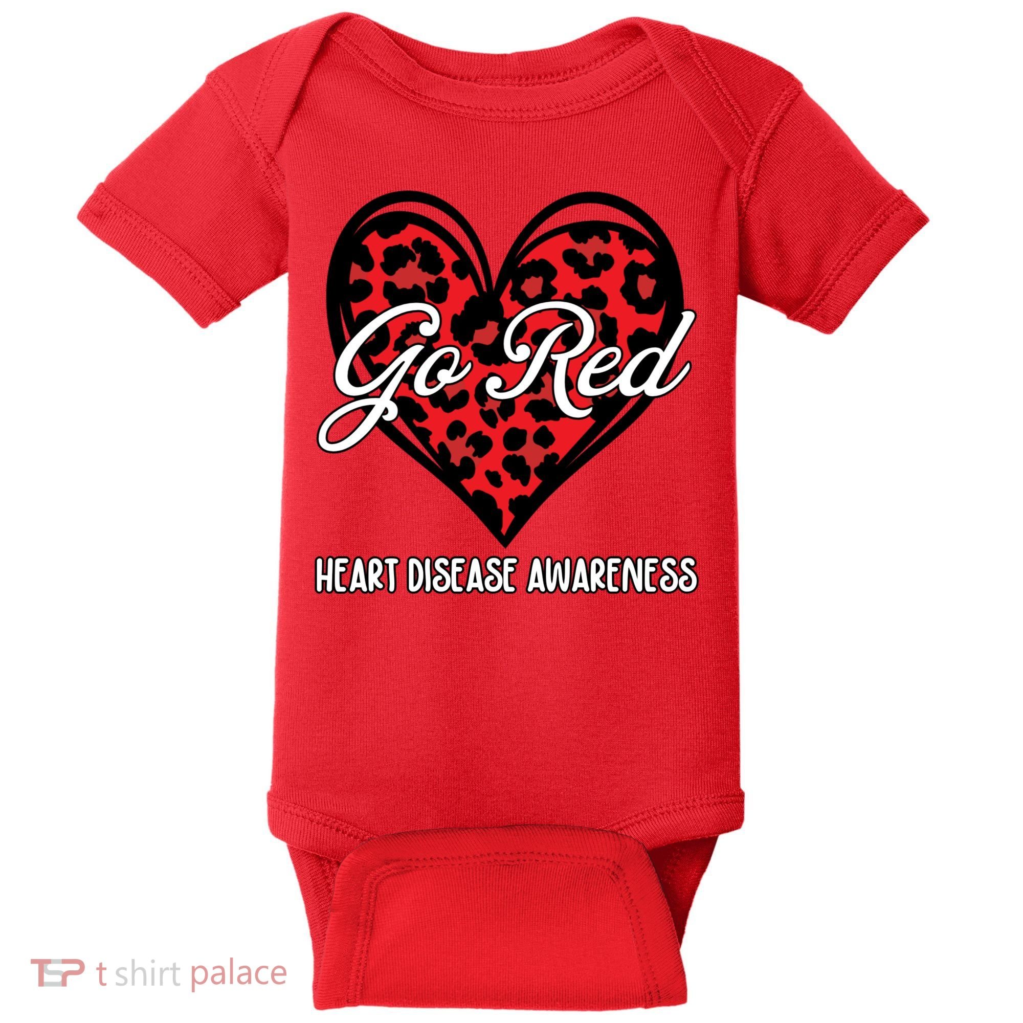 Go Red For Womens Heart Disease Awareness Month Leopard Baby Bodysuit