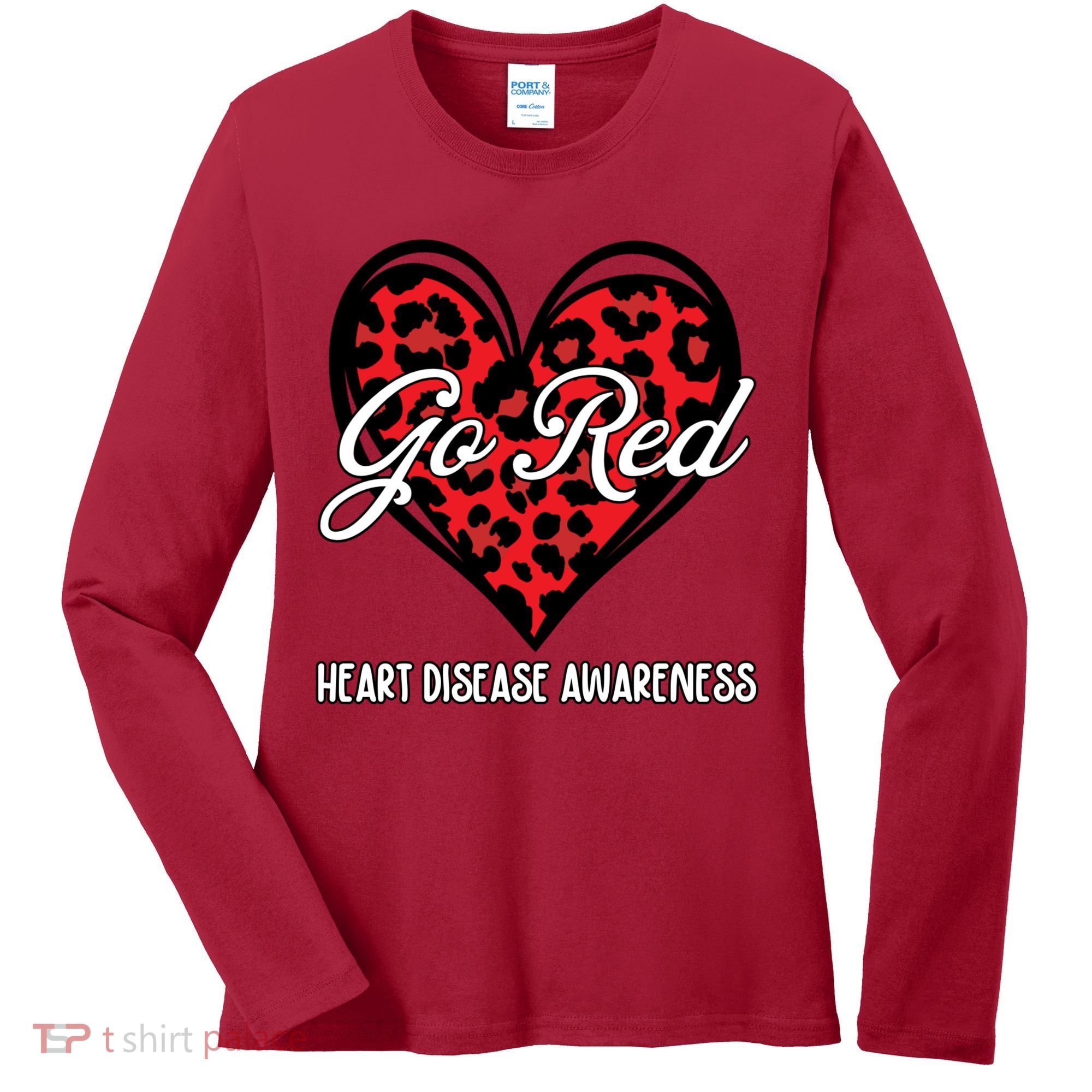 Go Red For Womens Heart Disease Awareness Month Leopard Women's Long Sleeve Shirt