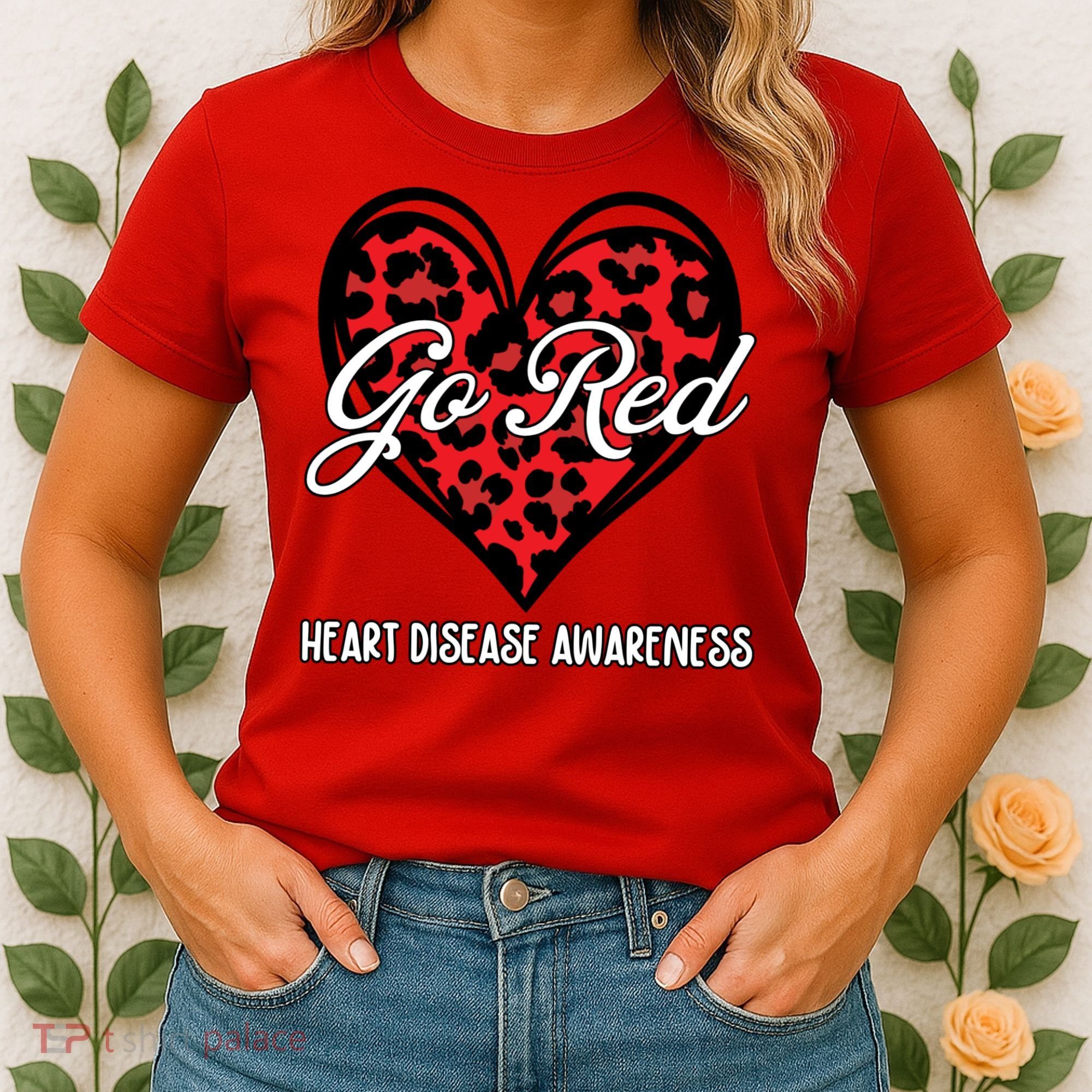 Go Red For Womens Heart Disease Awareness Month Leopard Women's T-Shirt