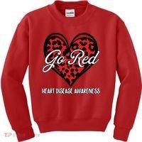 Go Red For Womens Heart Disease Awareness Month Leopard Kids Sweatshirt thumb 0