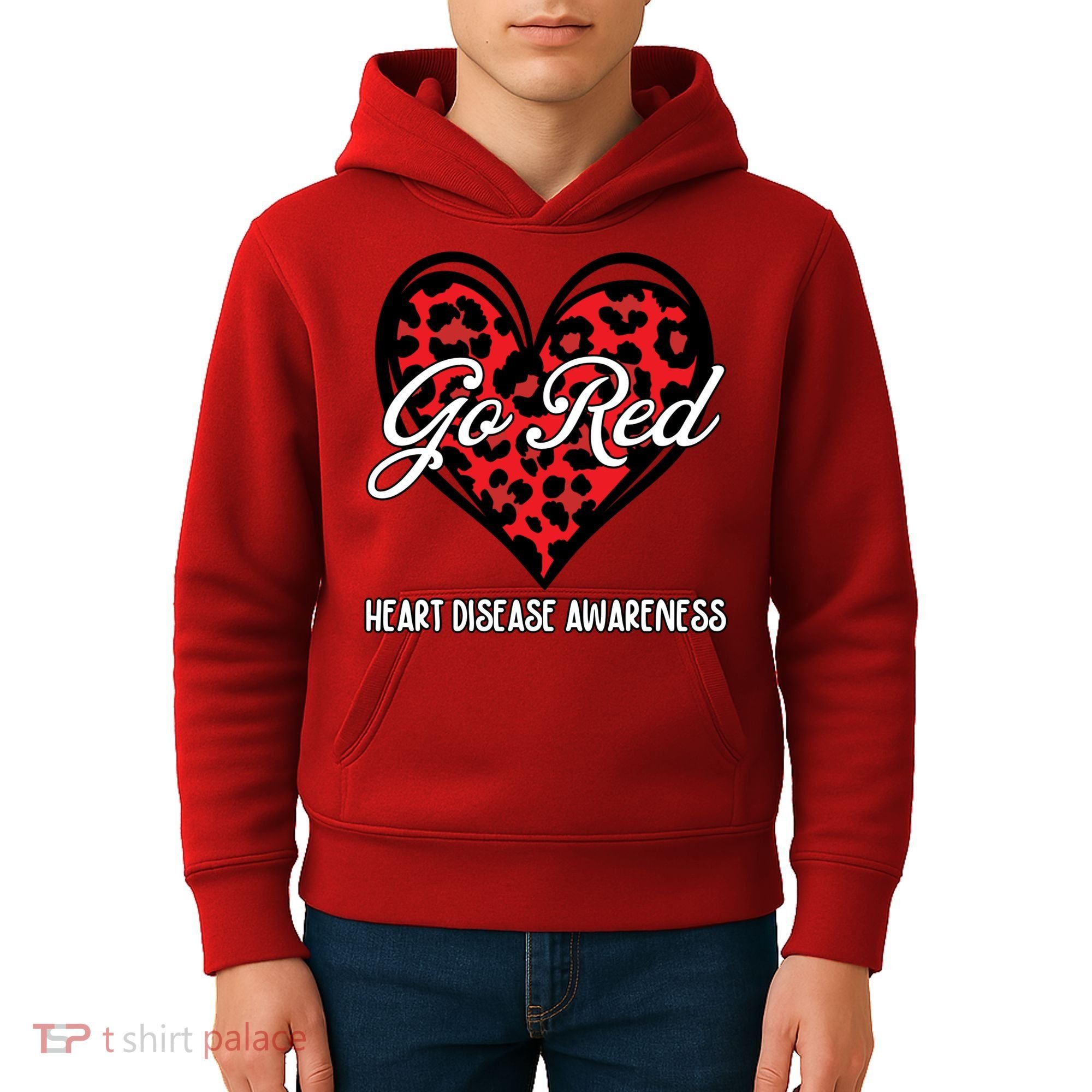 Go Red For Womens Heart Disease Awareness Month Leopard Kids Hoodie