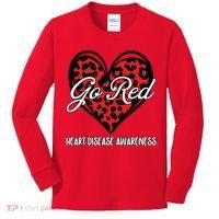 Go Red For Womens Heart Disease Awareness Month Leopard Kids Long Sleeve Shirt thumb 0