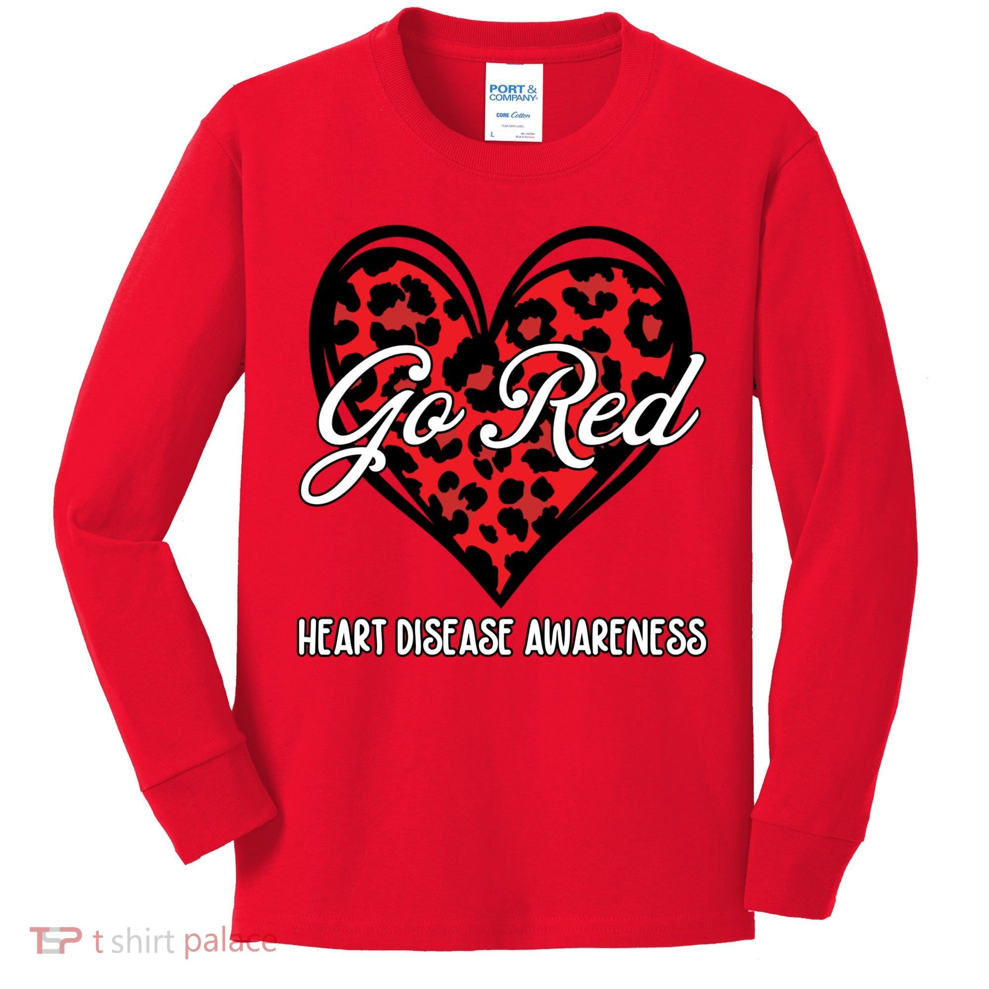 Go Red For Womens Heart Disease Awareness Month Leopard Kids Long Sleeve Shirt