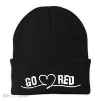 Go Red For Heart Disease Month Awareness Great Gift Beanie thumb 0