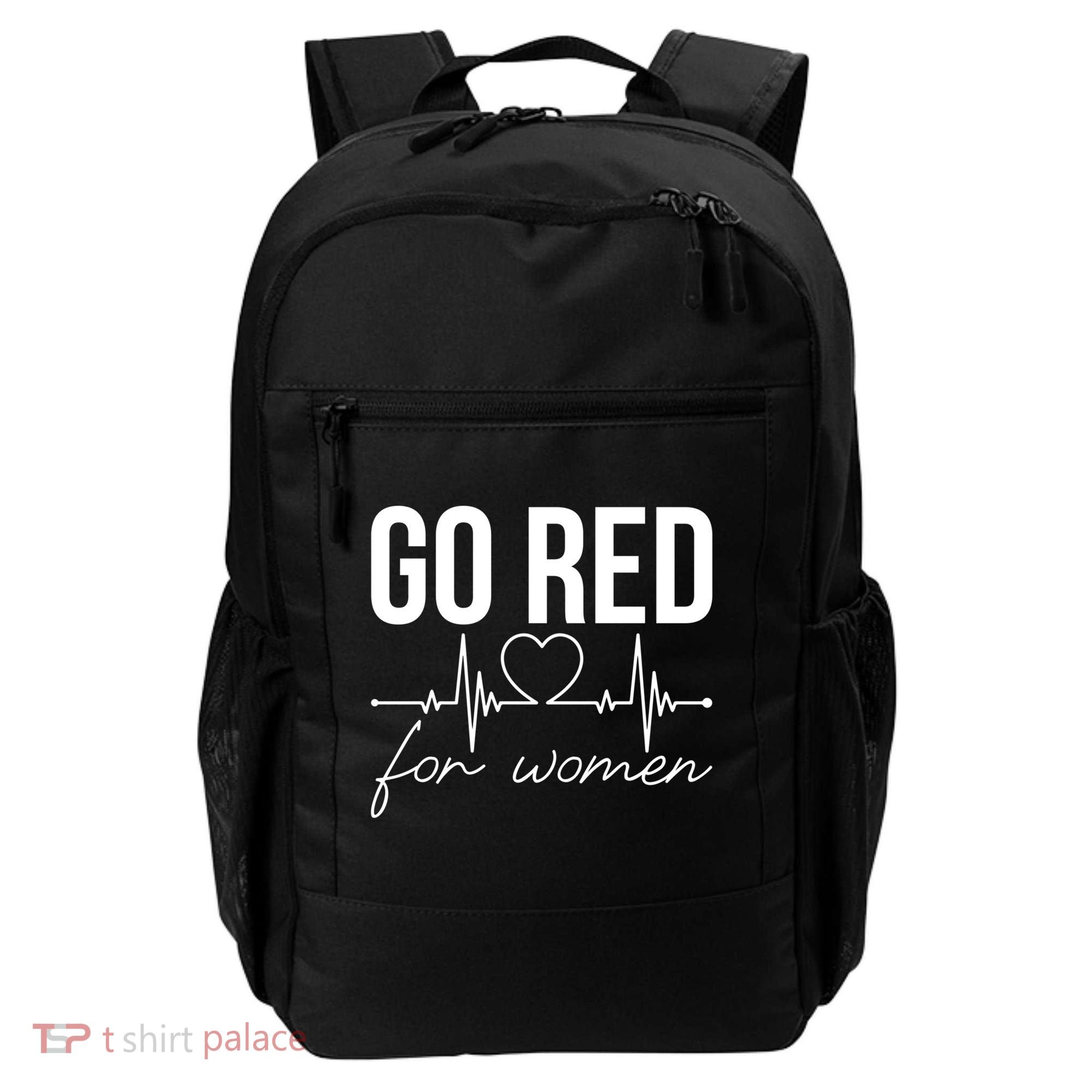 Go Red Funny Heart Disease Awareness Month Gift Backpack