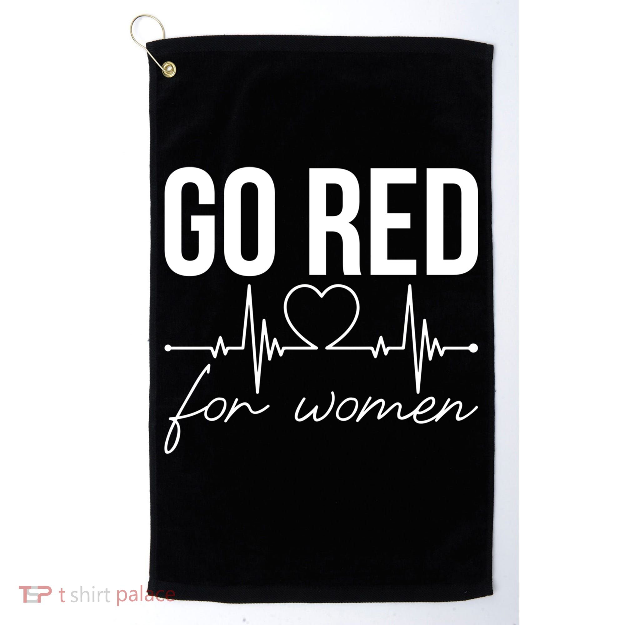 Go Red Funny Heart Disease Awareness Month Gift Golf Towel