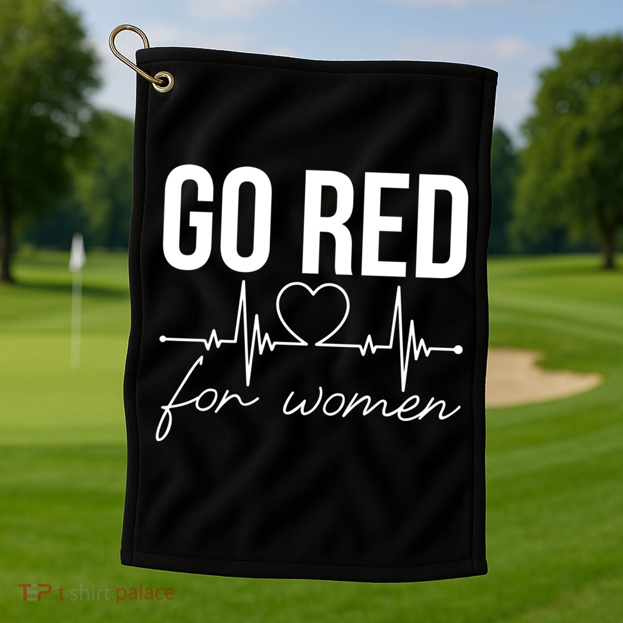 Go Red Funny Heart Disease Awareness Month Gift Golf Towel