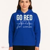 Go Red Funny Heart Disease Awareness Month Gift Hoodie thumb 5