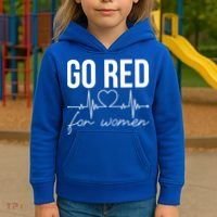 Go Red Funny Heart Disease Awareness Month Gift Kids Hoodie thumb 3
