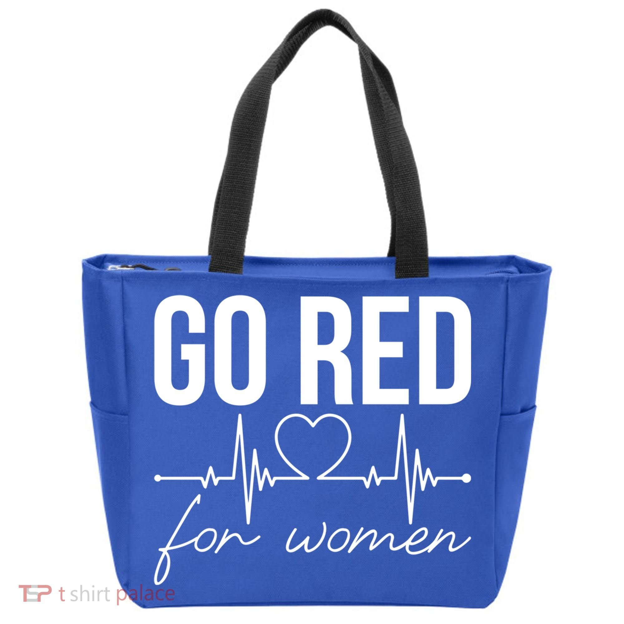 Go Red Funny Heart Disease Awareness Month Gift Tote Bag