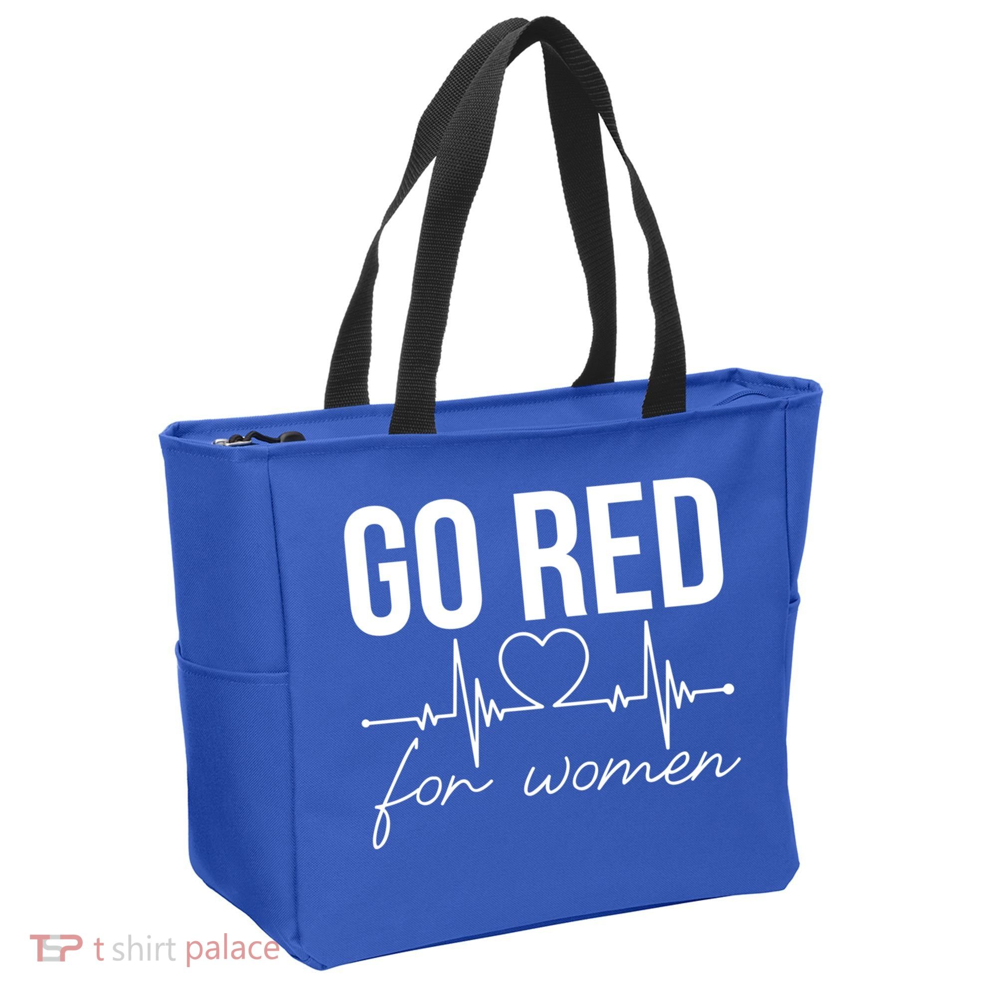 Go Red Funny Heart Disease Awareness Month Gift Tote Bag