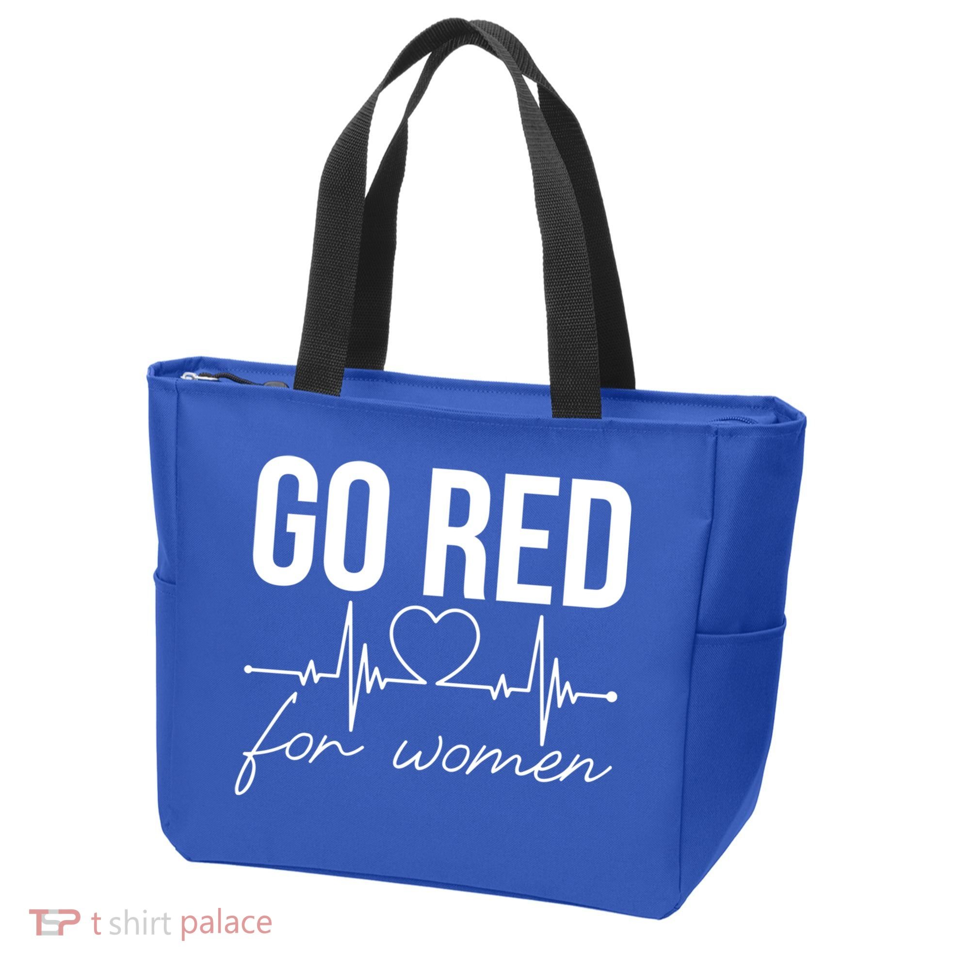 Go Red Funny Heart Disease Awareness Month Gift Tote Bag