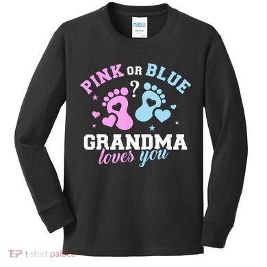 Gender Reveal Grandma Kids Long Sleeve Shirt