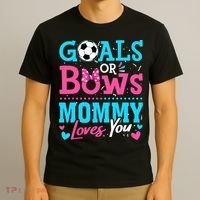 Gender Reveal Goals Or Bows Mommy Loves You Soccer T-Shirt thumb 3
