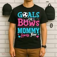 Gender Reveal Goals Or Bows Mommy Loves You Soccer T-Shirt thumb 6