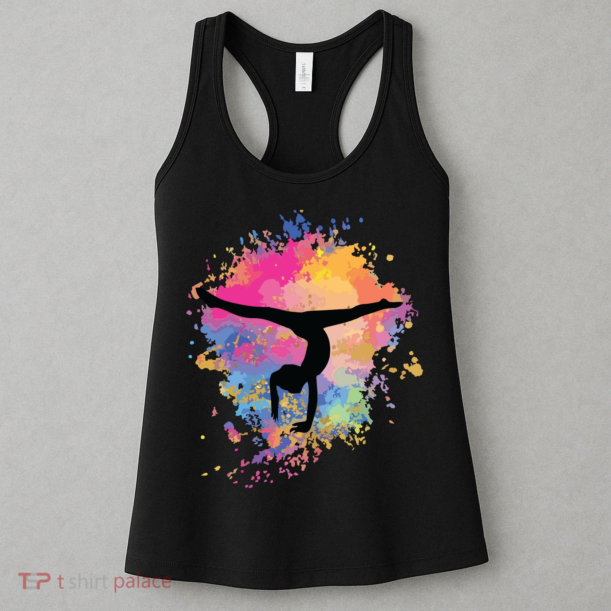 Girl Rainbow Gymnastics Female Gymnast Silhouette HandStand Women's Tank Top