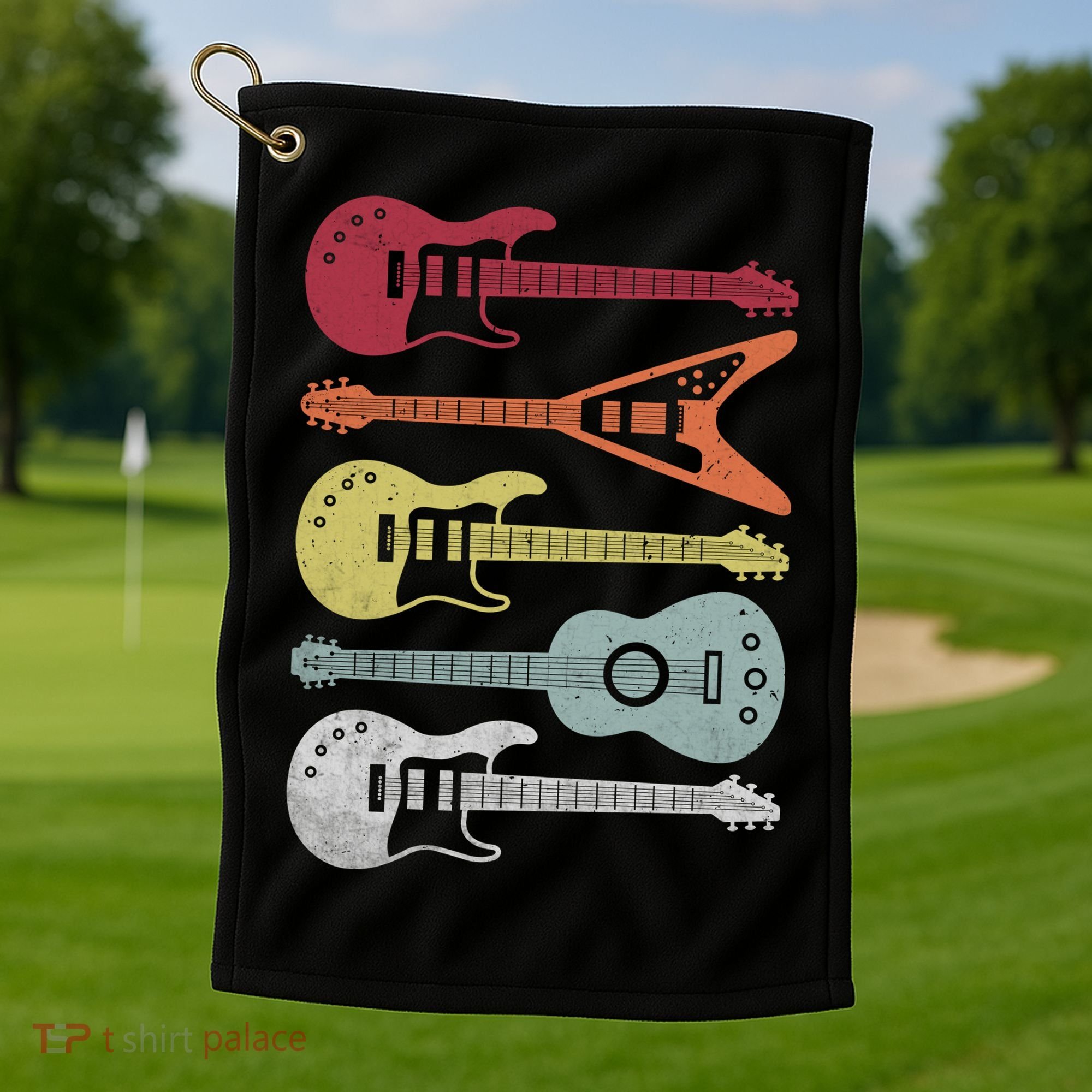 Guitar Retro Golf Towel