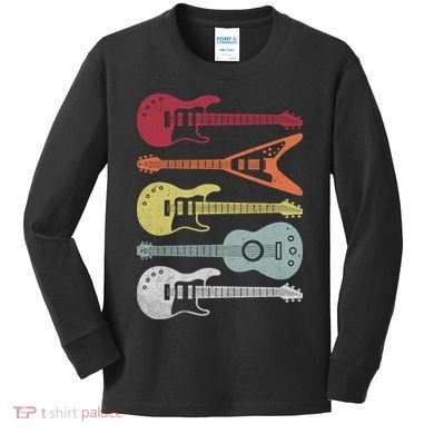 Guitar Retro Kids Long Sleeve Shirt