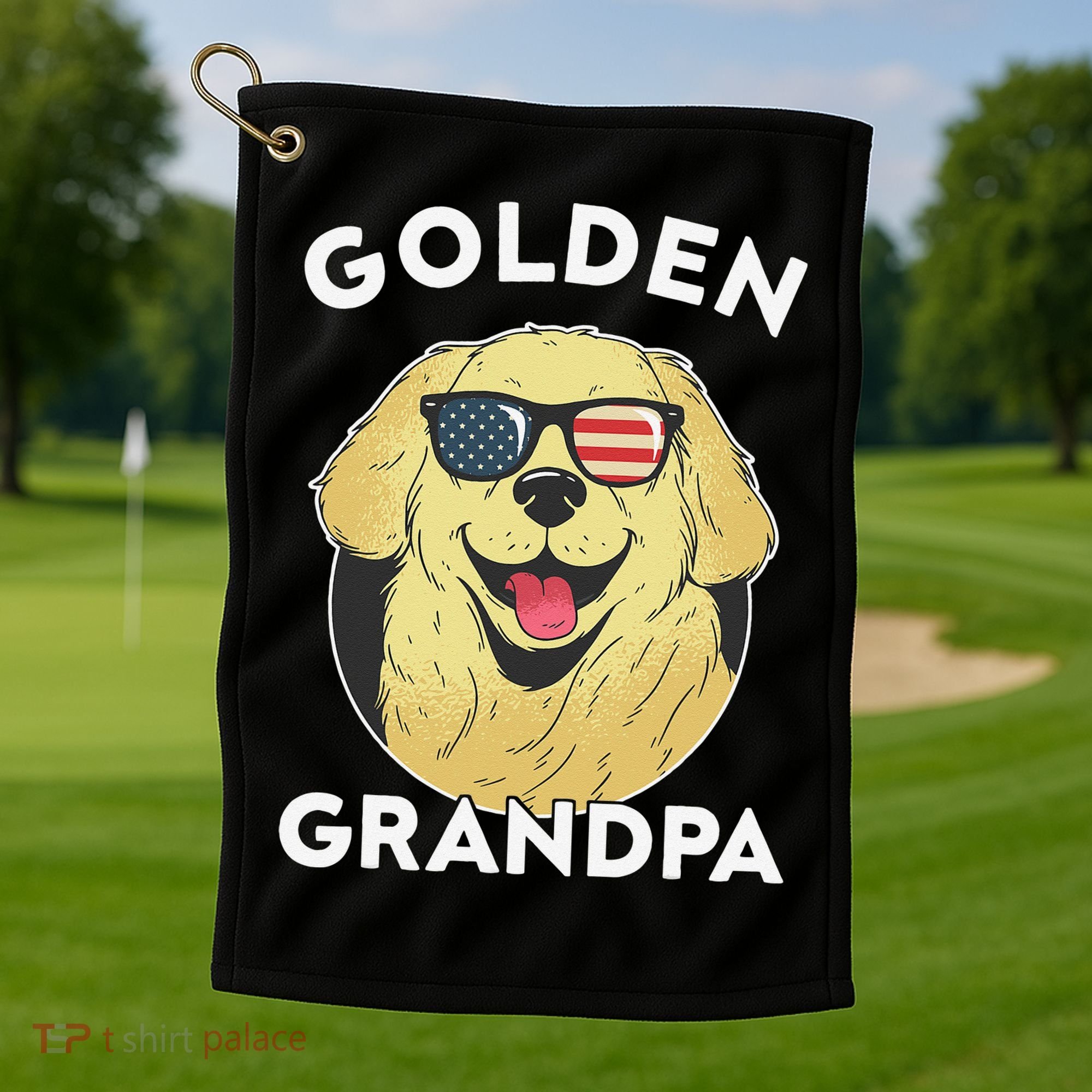 Golden Retriever Grandpa Golf Towel