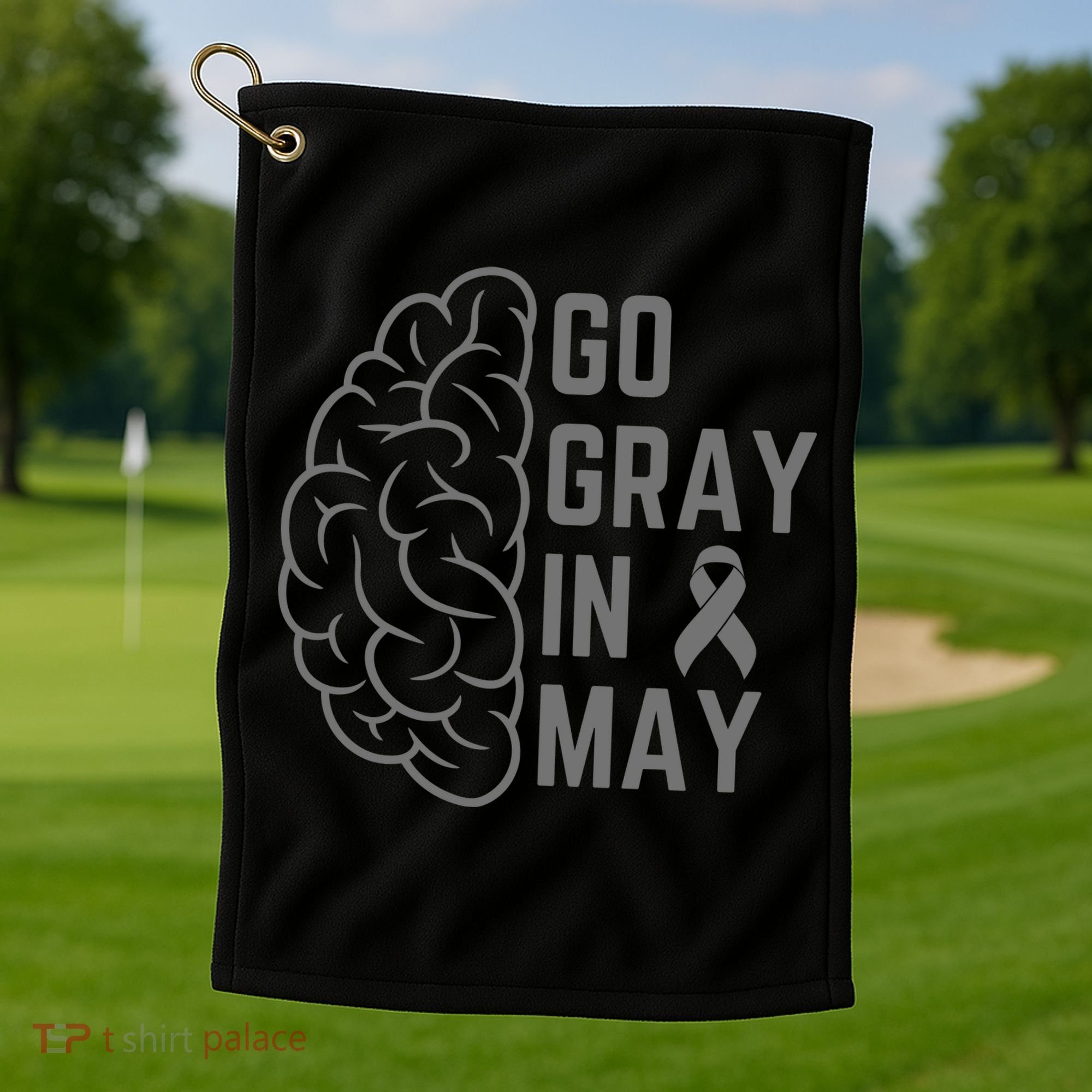 Gray Ribbon Golf Towel