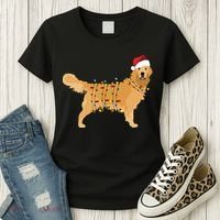 Golden Retriever Holiday Christmas Light Classic Women's T-Shirt thumb 3