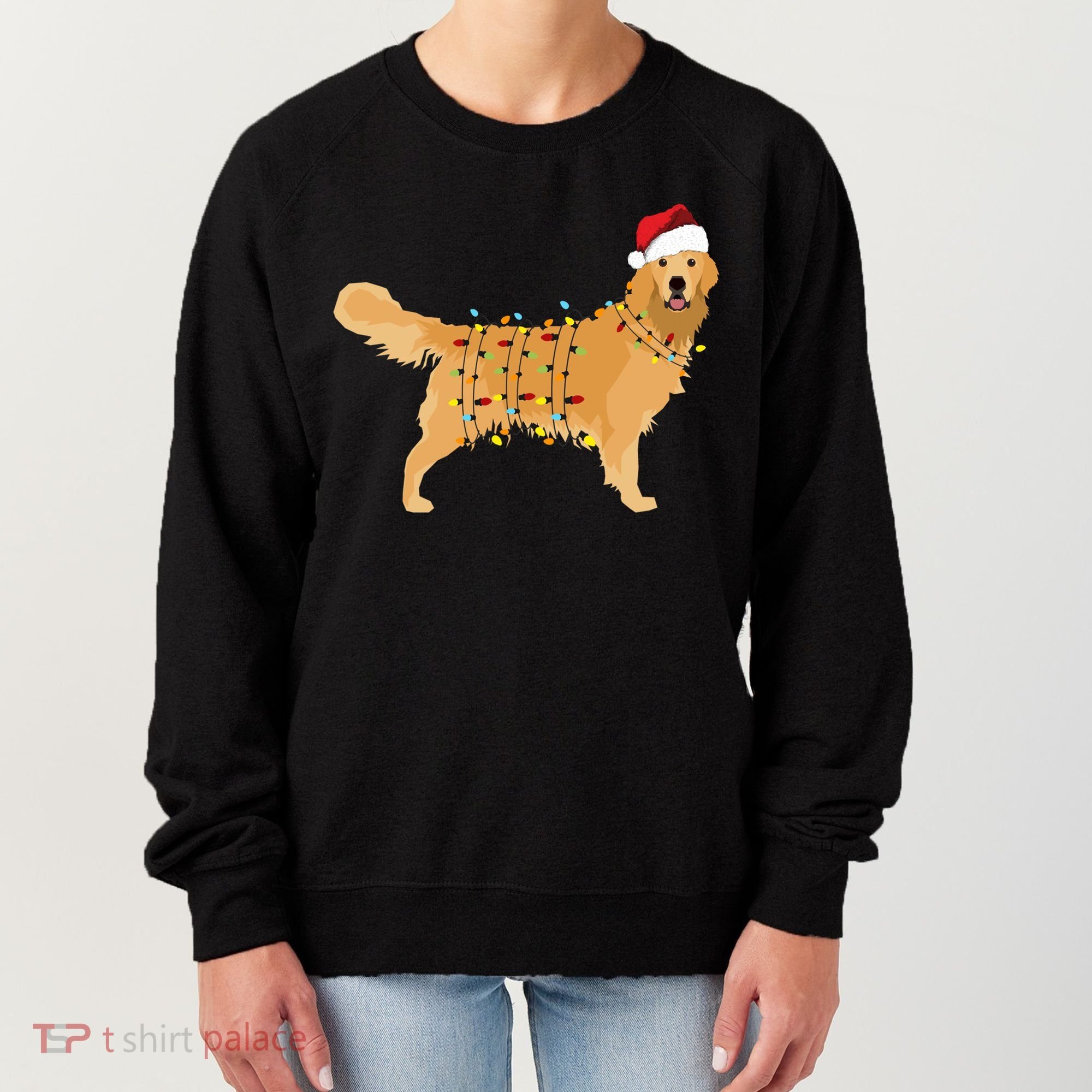 Golden Retriever Holiday Christmas Light Essential Women's Sweatshirt