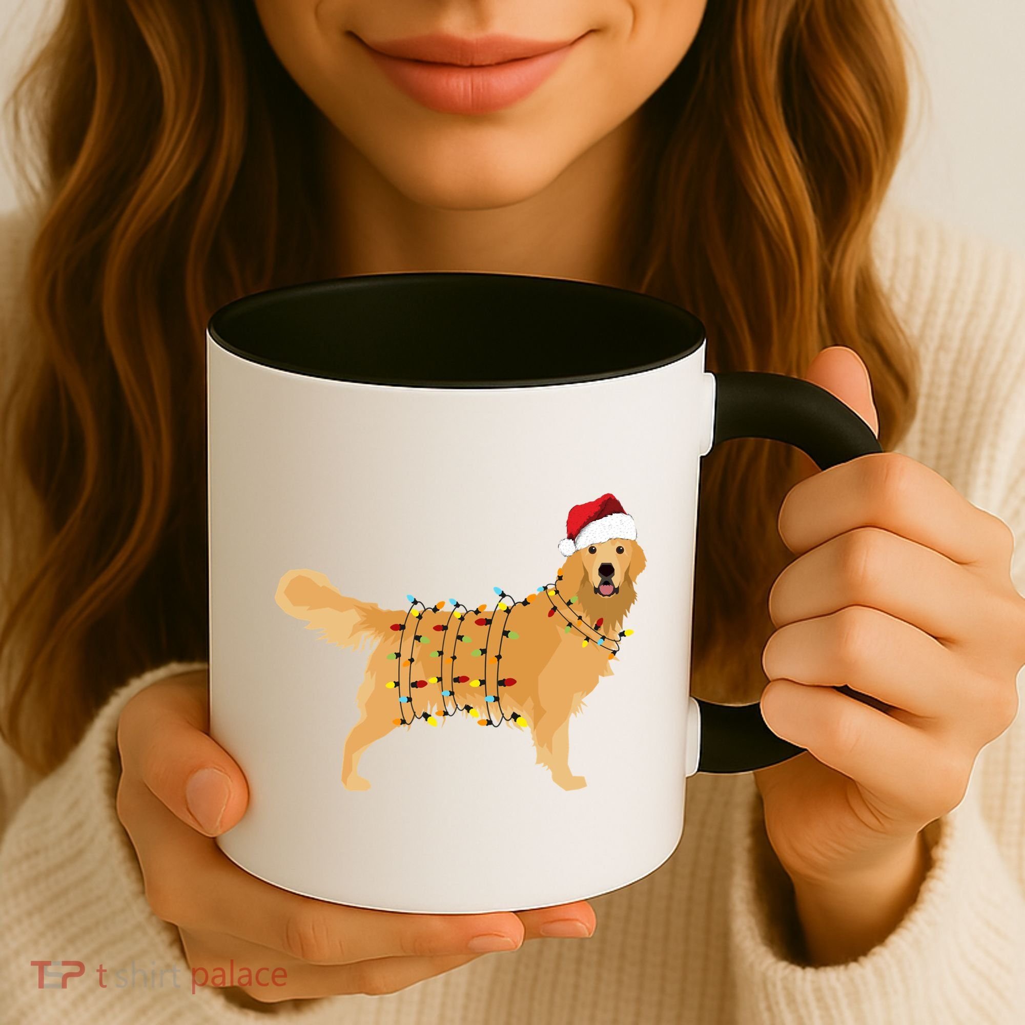 Golden Retriever Holiday Christmas Light Essential Coffee Mug