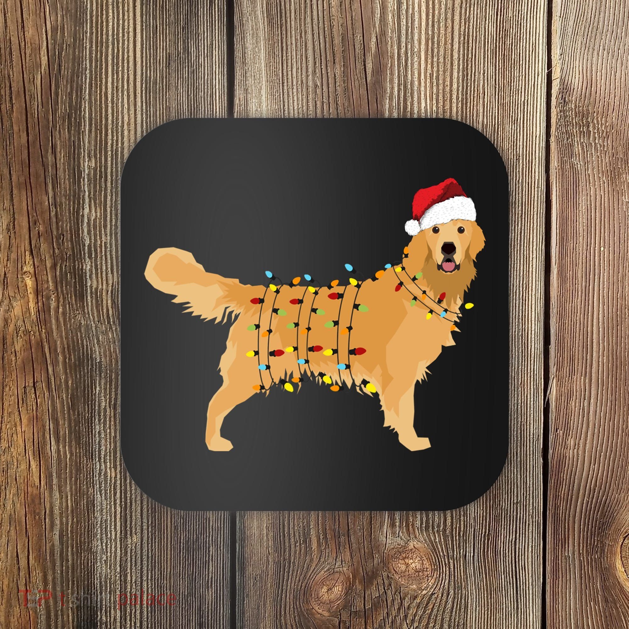 Golden Retriever Holiday Christmas Light Essential Coaster