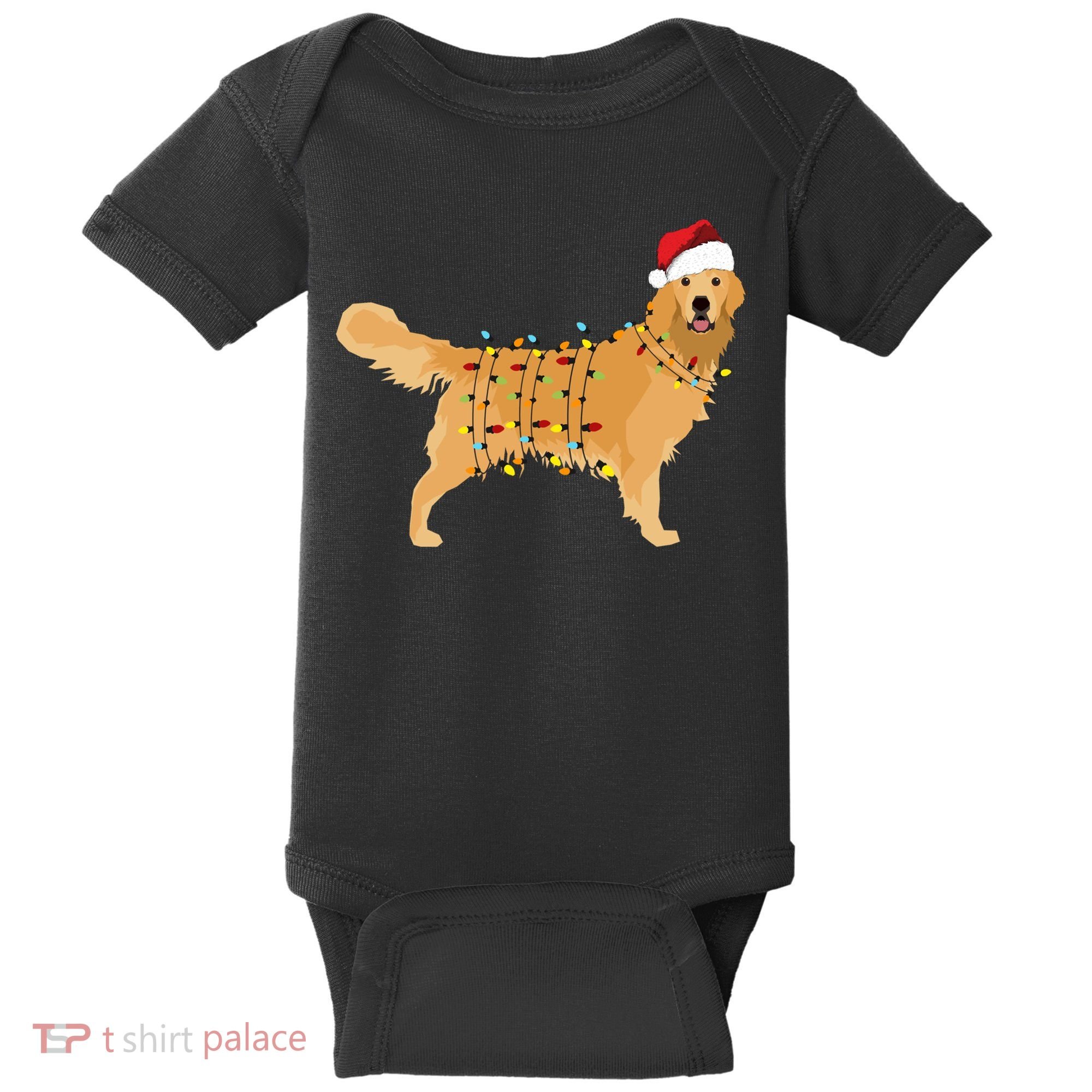 Golden Retriever Holiday Christmas Light Essential Baby Bodysuit