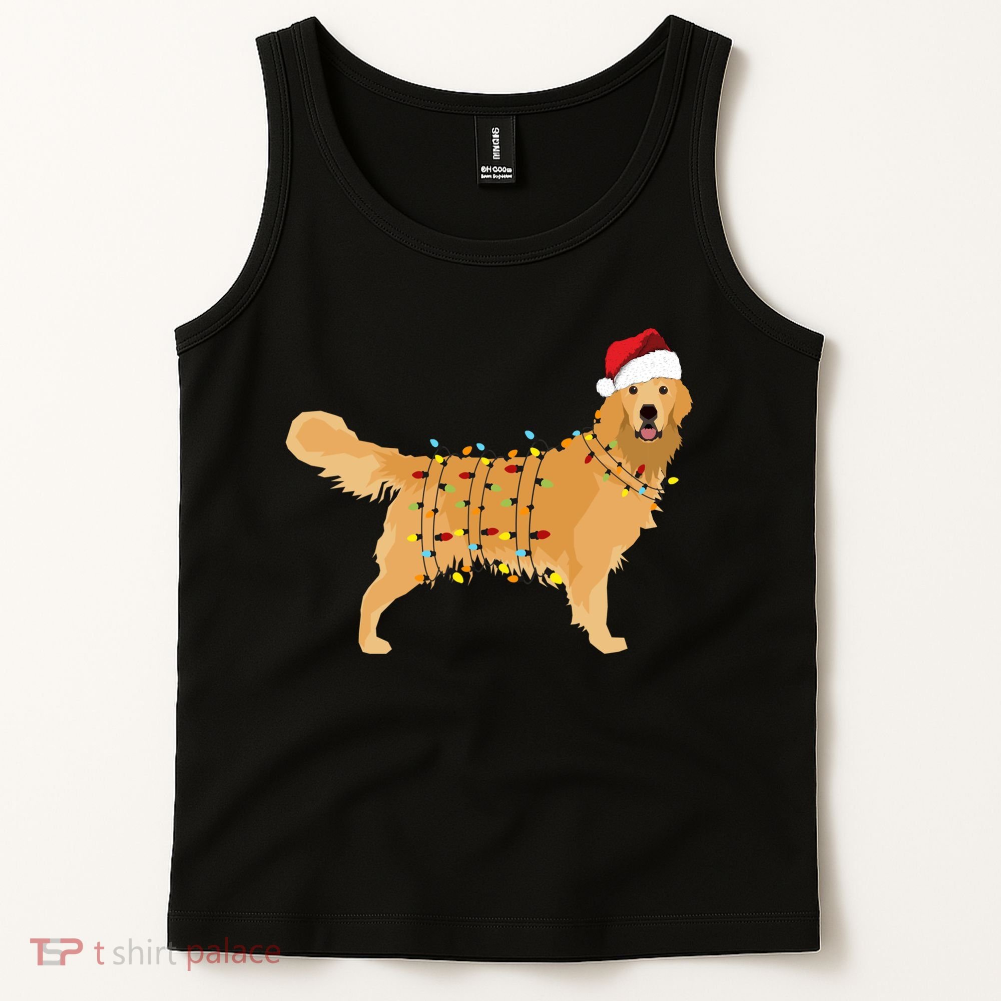 Golden Retriever Holiday Christmas Light Essential Tank Top