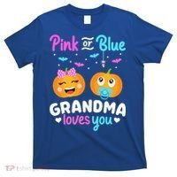 Gender Reveal Halloween Pregnancy Pink Blue Grandma Love Cute Gift T-Shirt thumb 0