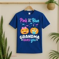 Gender Reveal Halloween Pregnancy Pink Blue Grandma Love Cute Gift T-Shirt thumb 2