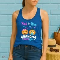 Gender Reveal Halloween Pregnancy Pink Blue Grandma Love Cute Gift Women's Tank Top thumb 2