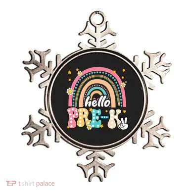 Groovy Rainbow Hello Pre K First Day Teacher Ornament