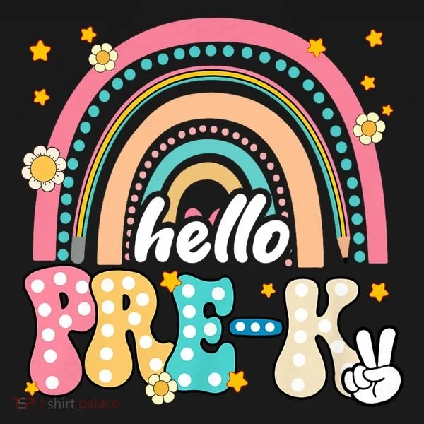 Groovy Rainbow Hello Pre K First Day Teacher Ornament