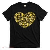 Gold Ribbon Heart Childhood Cancer Awareness Support T-Shirt thumb 0