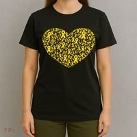 Gold Ribbon Heart Childhood Cancer Awareness Support T-Shirt thumb 4