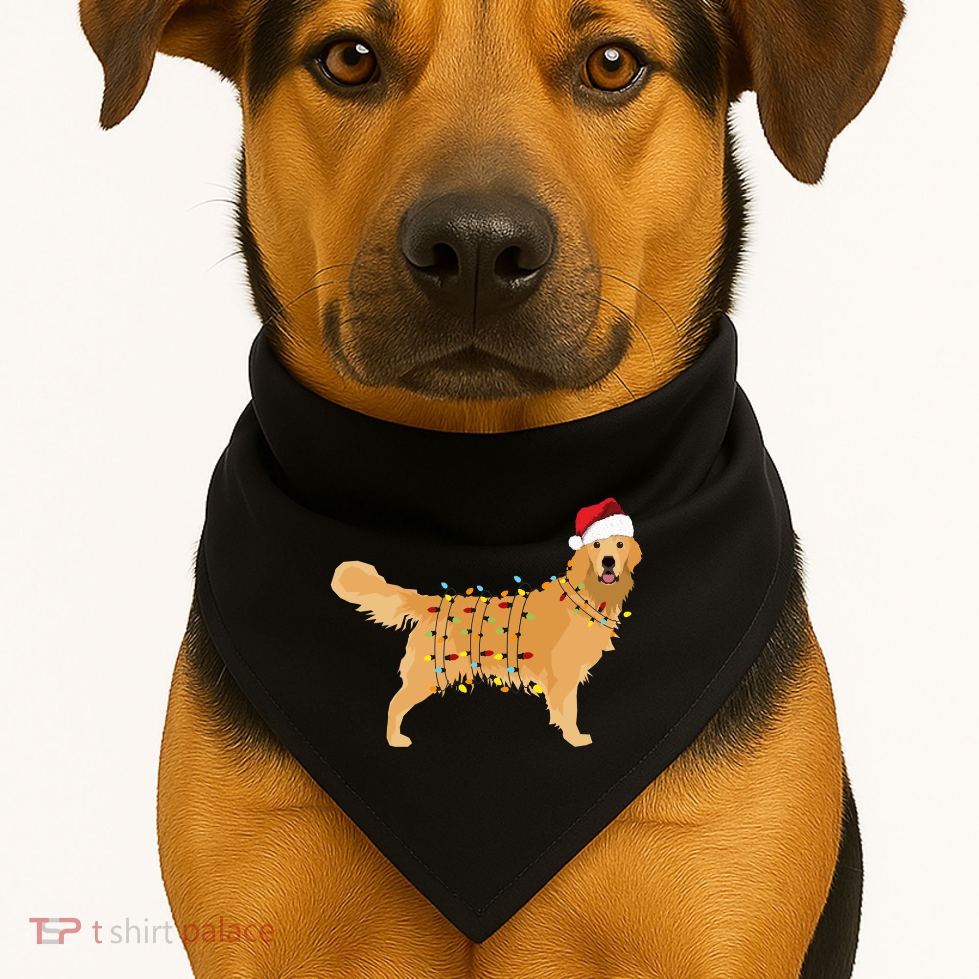 Golden Retriever Holiday Christmas Light Essential USA-Made Doggie Bandana