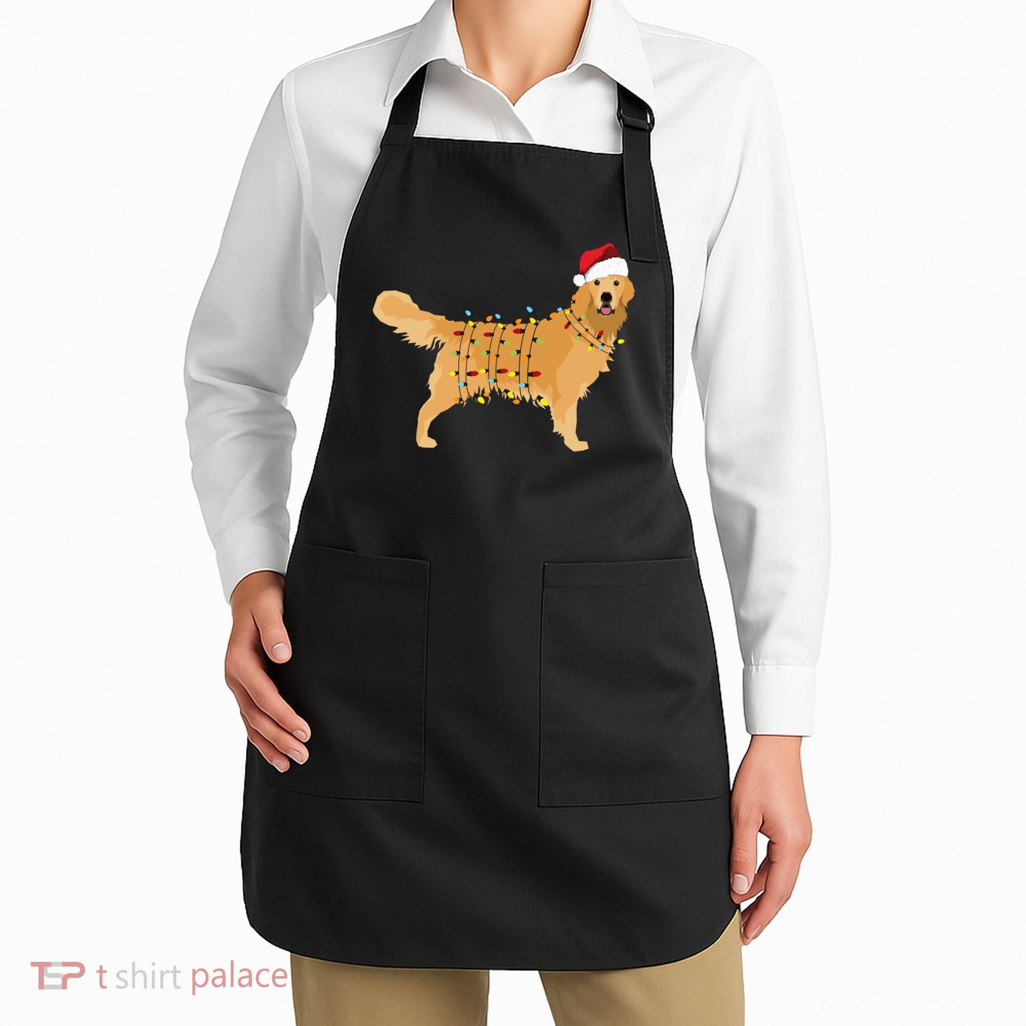 Golden Retriever Holiday Christmas Light Essential Apron
