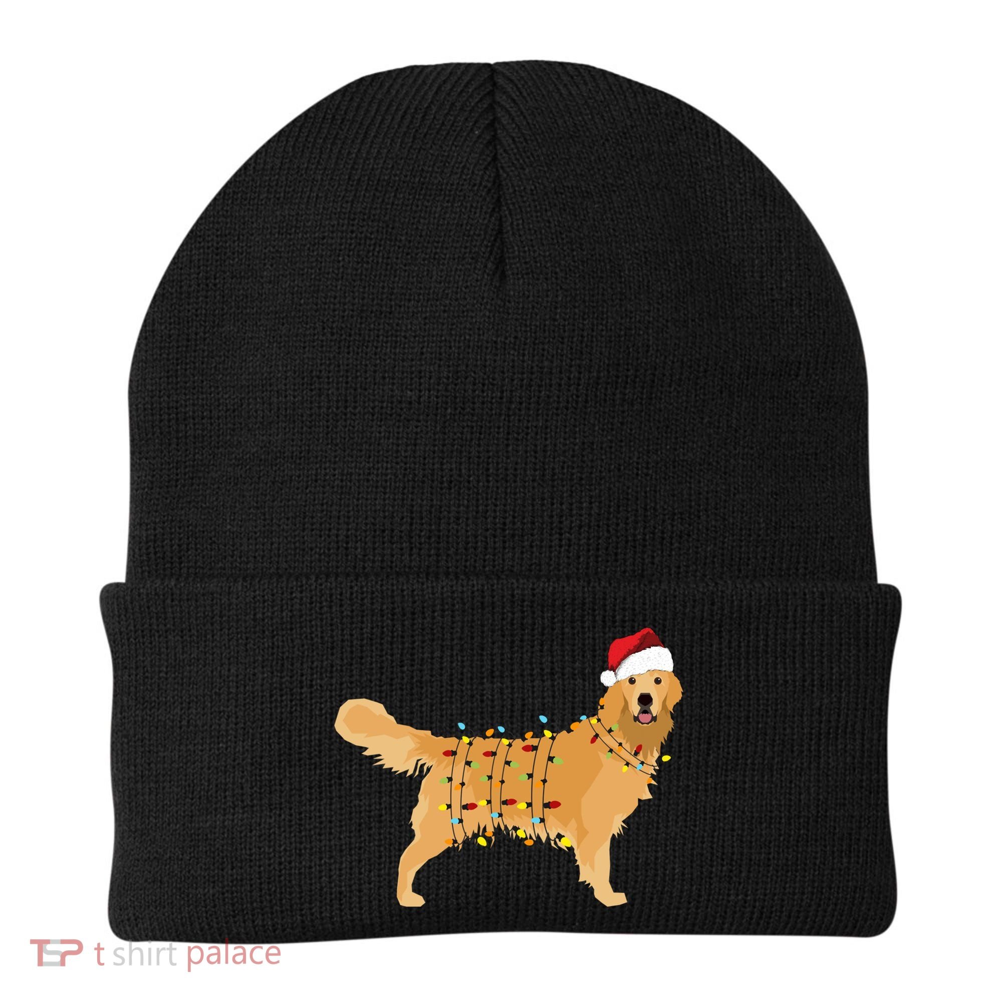 Golden Retriever Holiday Christmas Light Essential Beanie