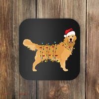 Golden Retriever Holiday Christmas Light Essential Coaster thumb 0