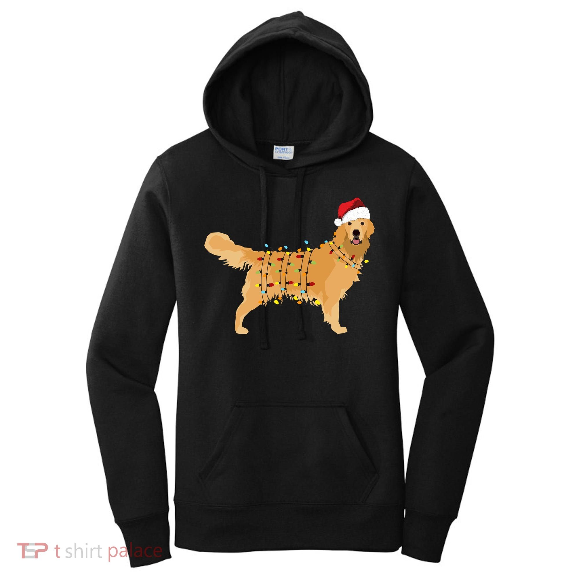 Golden Retriever Holiday Christmas Light Essential Women's Hoodie