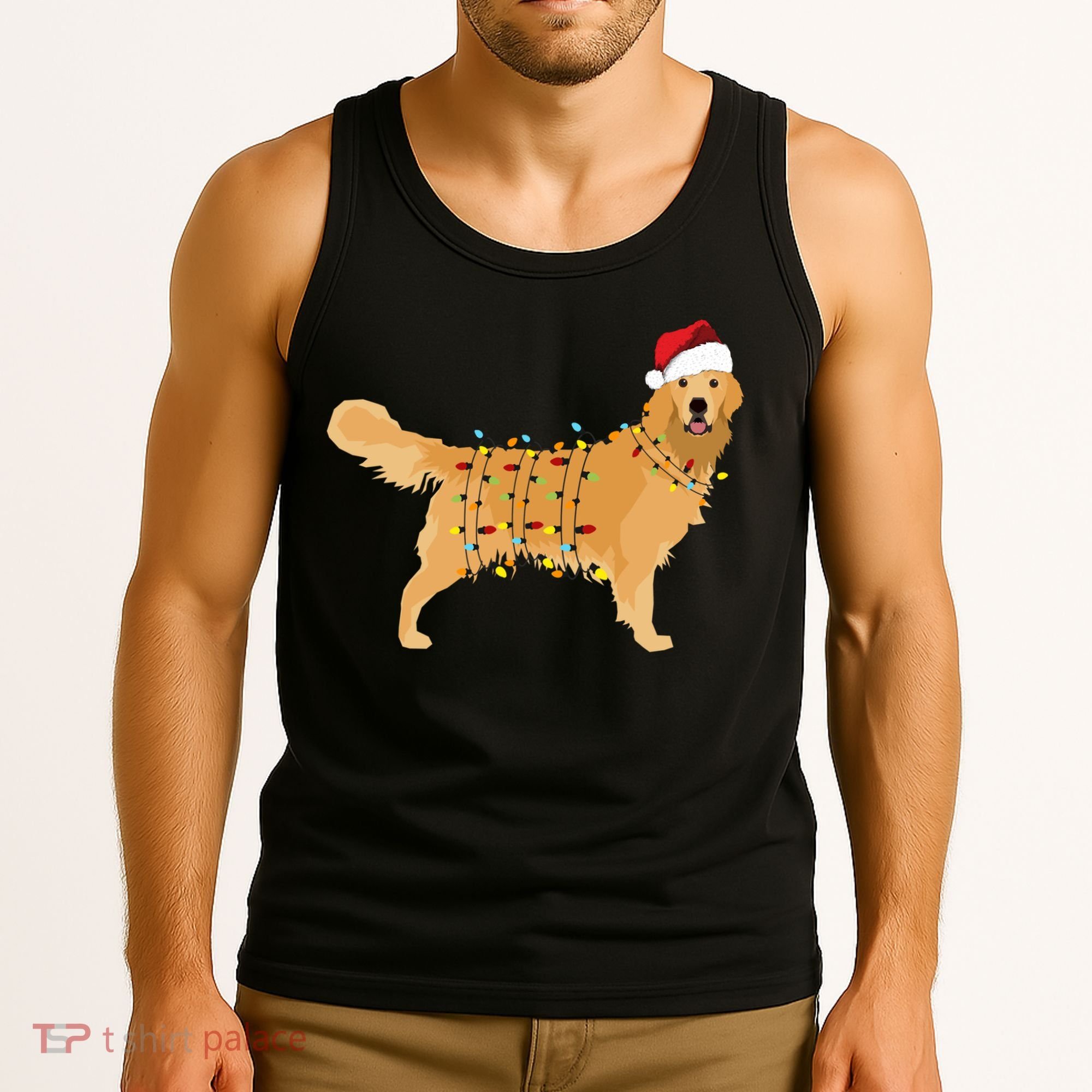 Golden Retriever Holiday Christmas Light Essential Tank Top
