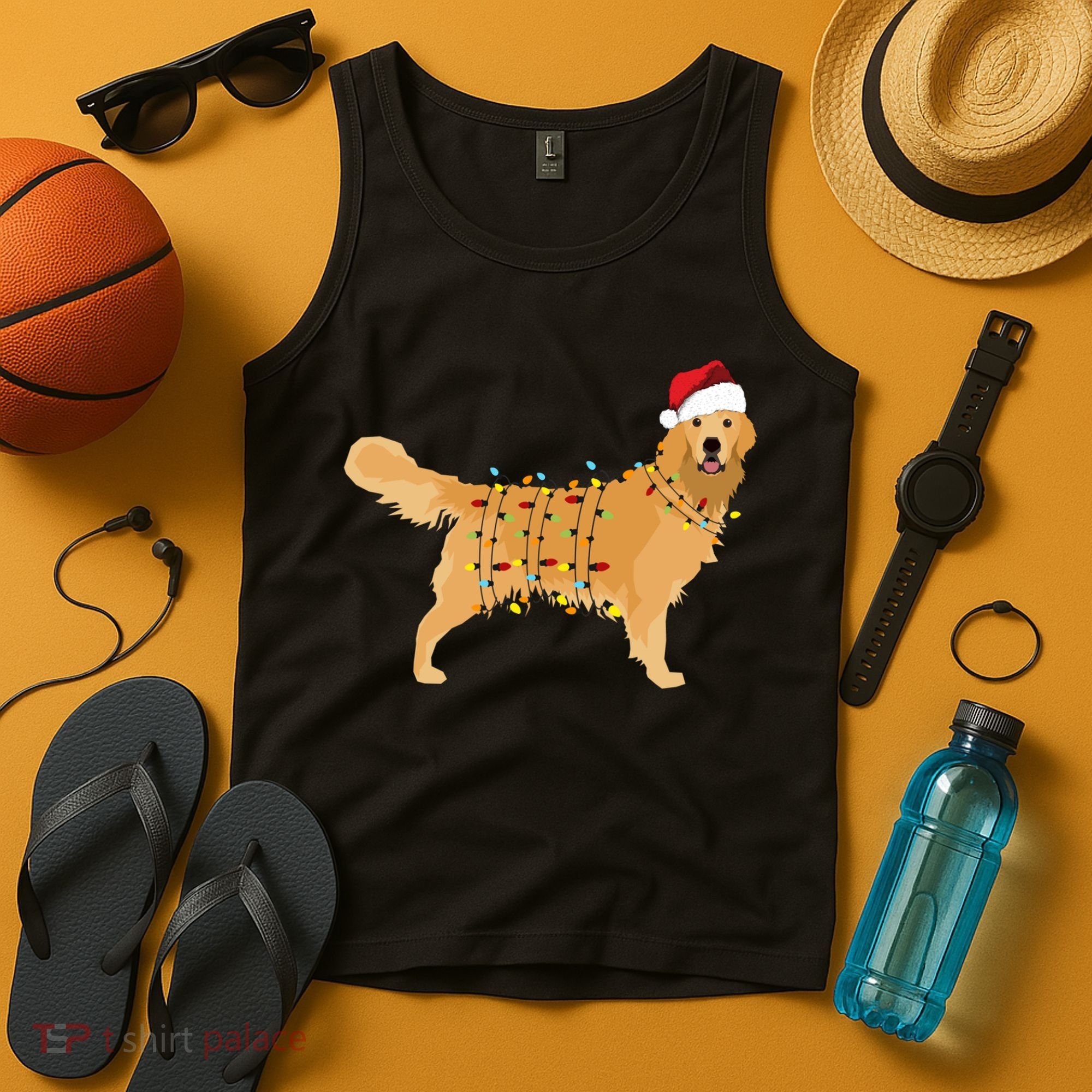 Golden Retriever Holiday Christmas Light Essential Tank Top