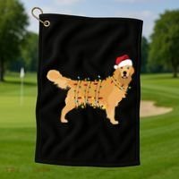 Golden Retriever Holiday Christmas Light Essential Golf Towel thumb 1