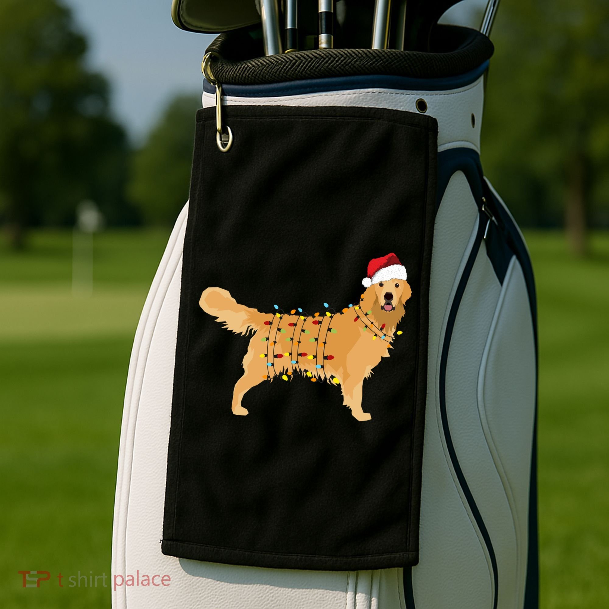 Golden Retriever Holiday Christmas Light Essential Golf Towel