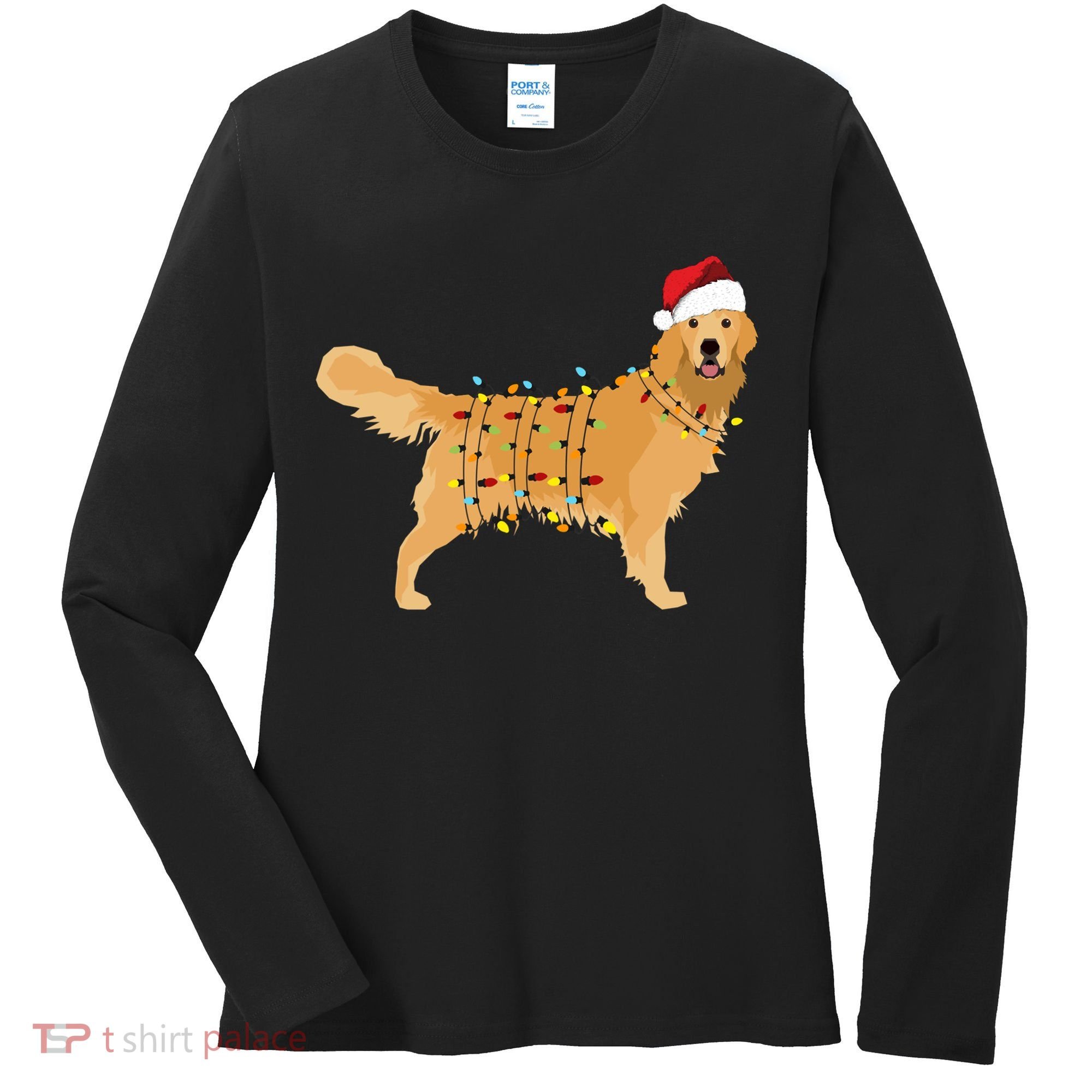 Golden Retriever Holiday Christmas Light Essential Women's Long Sleeve Shirt